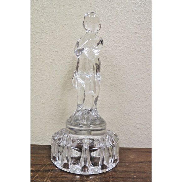 Vintage Cambridge Glass Bashful Lady Charlotte 10 Hole Flower Frog 9" Clear
